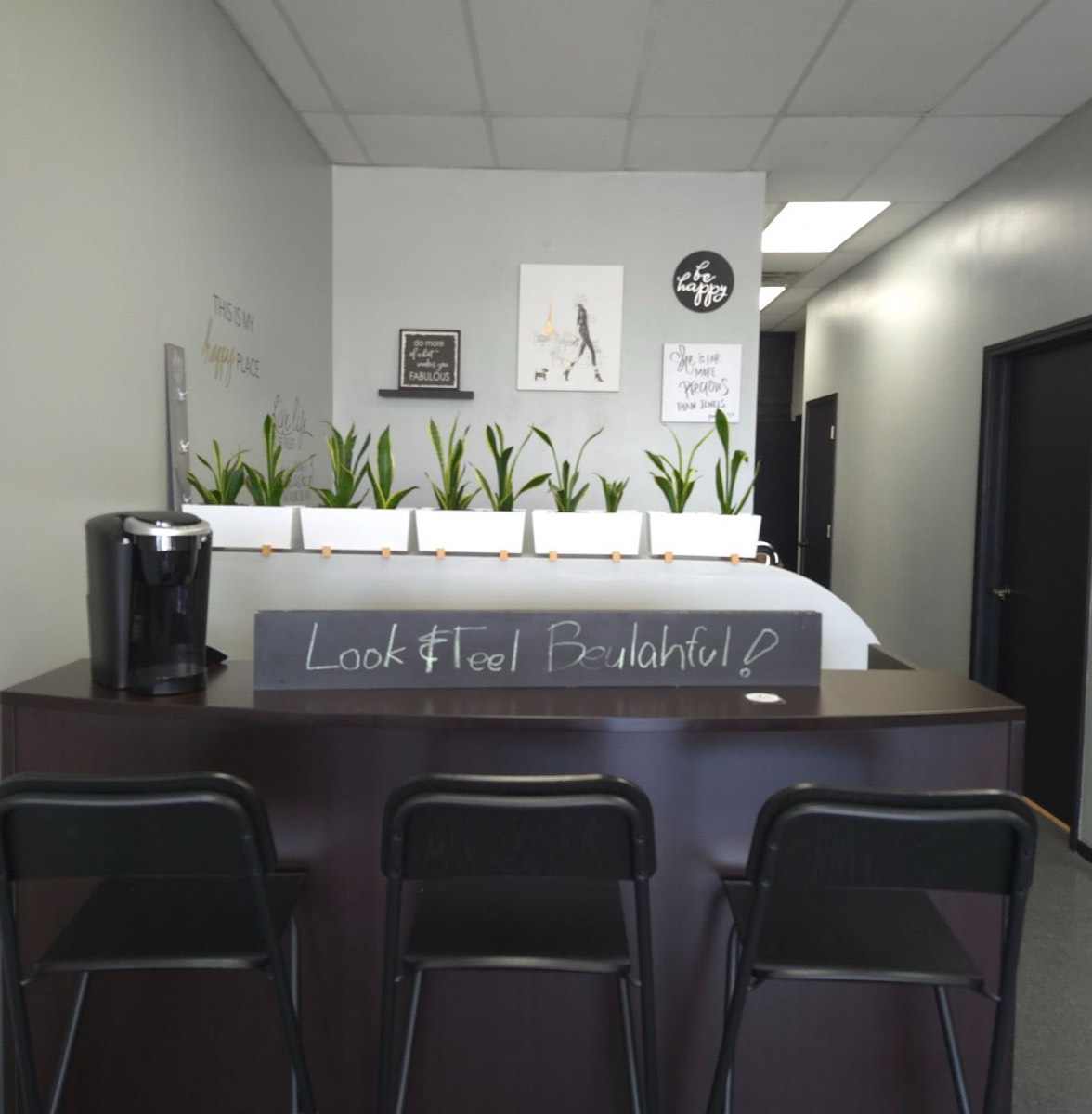 The front desk at Beulah Beauty Boutique